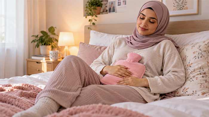 کیسه آب گرم برای کاهش درد پریود 